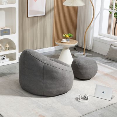 Compressed Foam Bean Bag Chair with Footrest