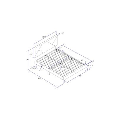 Streamdale  Furniture  Upholstered Platform Bed, Queen, Gray, Wood Slat Support