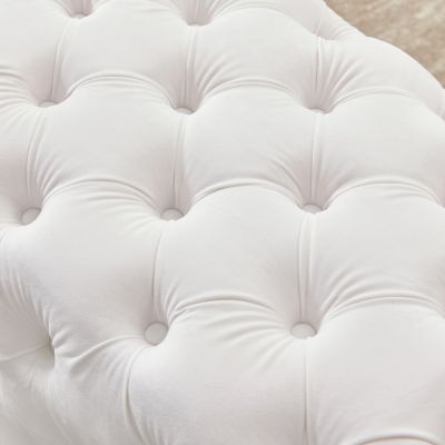  Button-Tufted Velvet Ottoman Bench