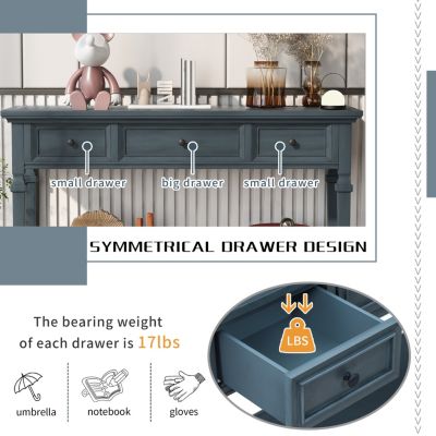  Retro Console Table with 3 Drawers and Open Shelf