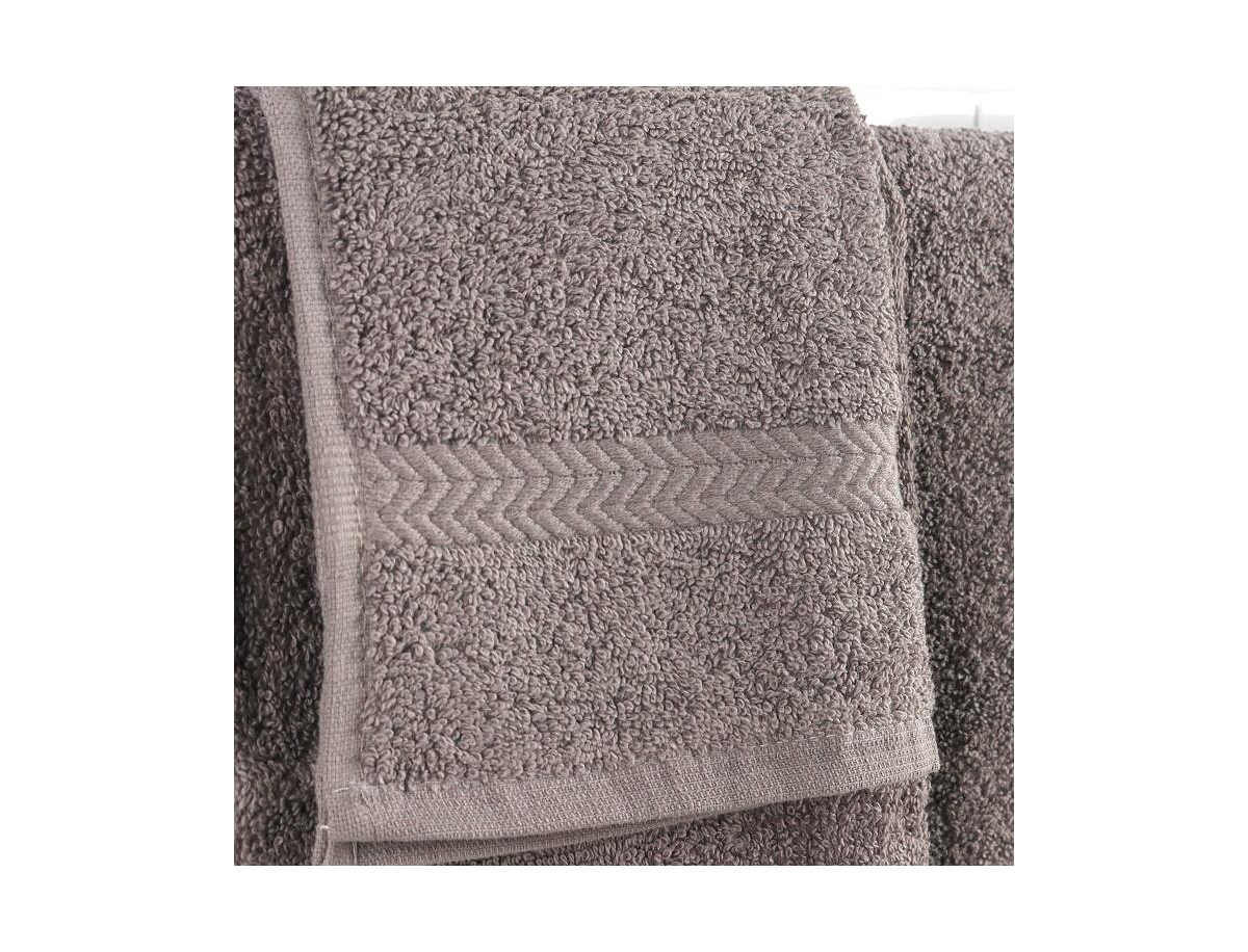 Arkwright Home Chelsea 6-Piece Bathroom Cotton Set, 2 Towels, 2 Hand Towels 2 Washcloths, Chevron Border Pattern,- Gray