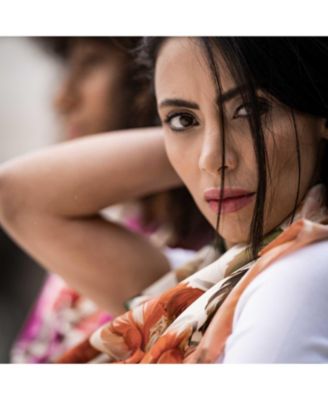 Rosa - Long Satin Silk Scarf for Women - Peach