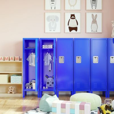 Retro-Style Metal Locker in Blue for Various Spaces