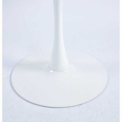 Streamdale 42.1" Mid-Century White Dining Table for 4-6, Round MDF Top