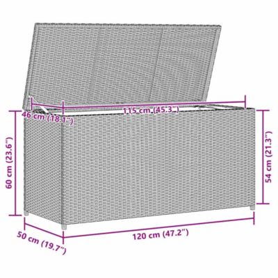 Patio Storage Box Gray 47.2&amp;quot;x19.7&amp;quot;x23.6&amp;quot; Poly Rattan