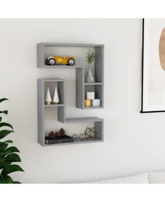 Wall Shelf Set of 2 Concrete gray Engineered wood