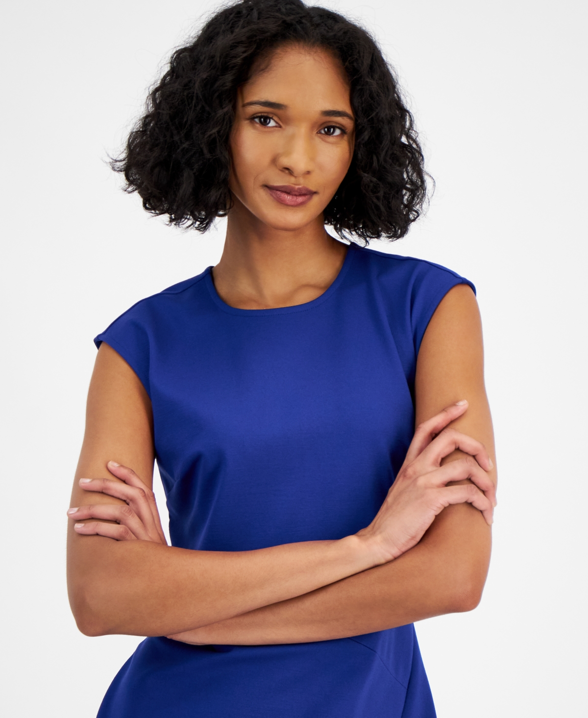 Bar Iii Women's Cap-Sleeve Crewneck Midi Sheath Dress, Created for Macy's