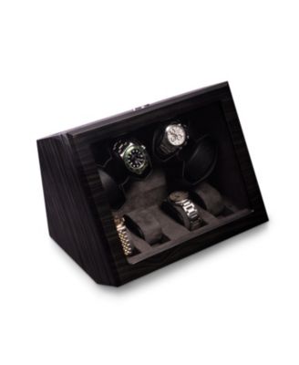 Ash wood high lacquer four watch winder and four watch storage case with glass top