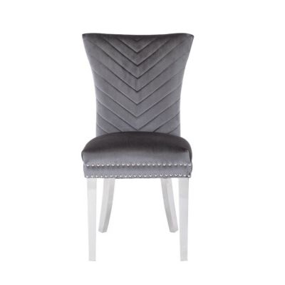 2 Pc  Velvet Fabric & Stainless Steel  Modern Finish  Chair