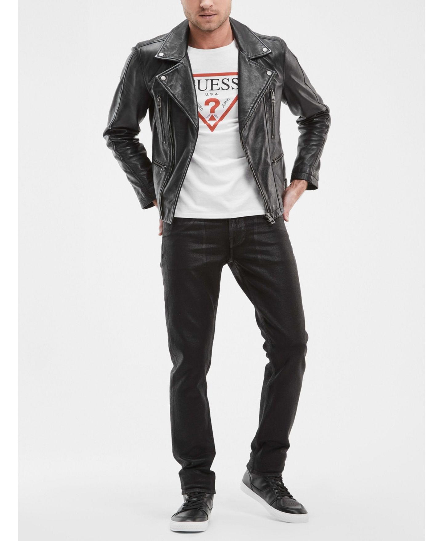 Мужские джинсы GUESS Slim Tapered, цвет: Чёрный — фото 1