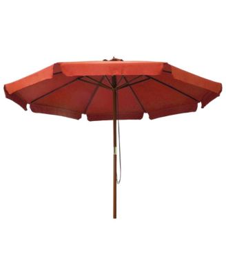 Garden Parasol with Wooden Pole 129.9" Terracotta