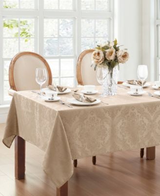 Elegance Elrene Caiden Damask Tablecloth - 52" x 70" - Taupe, 52" x 70"