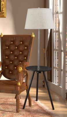 57" Round Sofa Side Table with Lamp And Power Station (1.56/9.9)