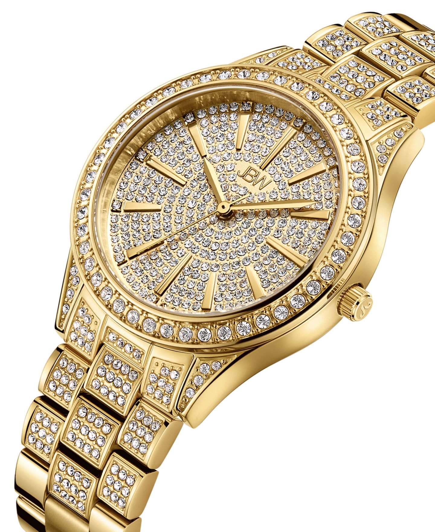 Женские часы Jbw Cristal 34 с бриллиантами 0.12 кт, позолота 18 к, 38 мм, цвет: Золотой — фото 3