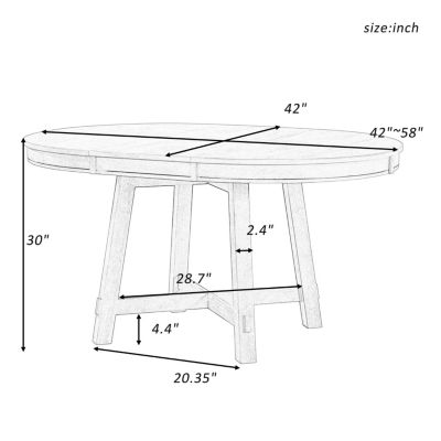 Oak Wood Farmhouse Dining Table with Extendable Leaf