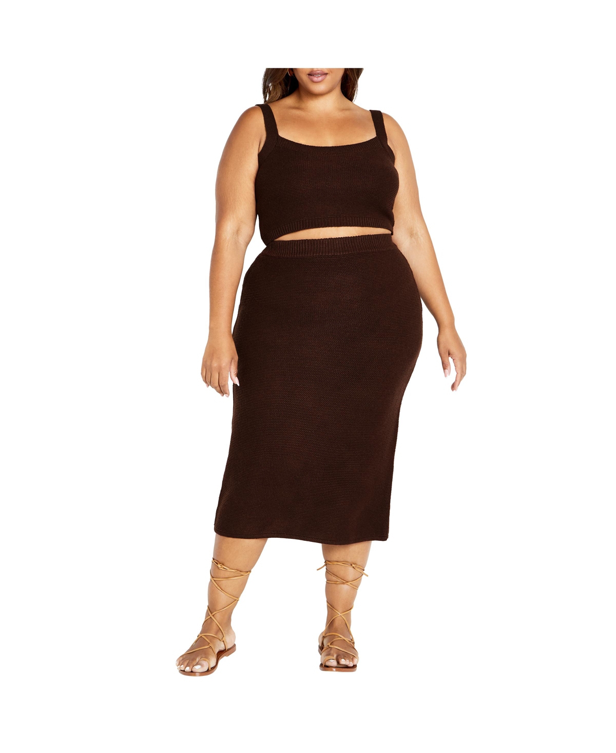 Plus Size Knit Set Dress - Bitter chocolate