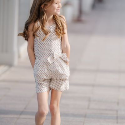 Big Girls Halter Button Front Linen Romper