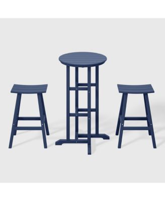 Outdoor Patio Bar Height Table and Bar Stool 3-Piece Dining Set