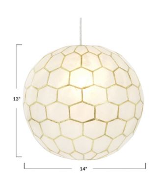 Capiz Honeycomb Globe Pendant Light Capiz White Seashells with Antique
