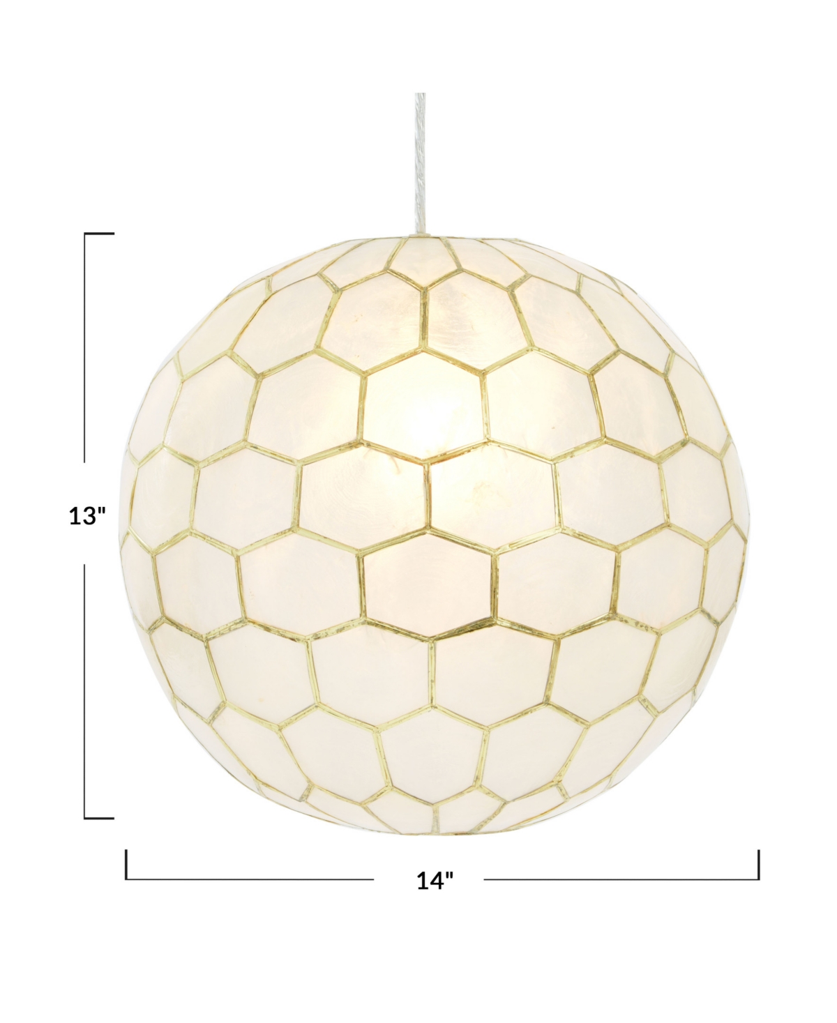 Storied Home Capiz Honeycomb Globe Pendant Light Capiz White Seashells With Antique In Gold
