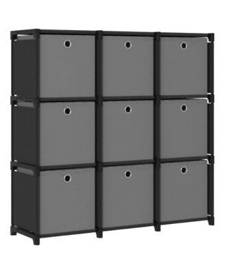 9-Cube Display Shelf with Boxes Black 40.6"x11.8"x42.3" Fabric