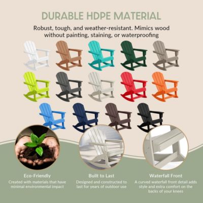 3 Piece set Outdoor Patio Poly Adirondack rocking chairs with side table