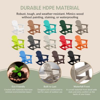 3 Piece set Outdoor Patio Poly Adirondack rocking chairs with side table