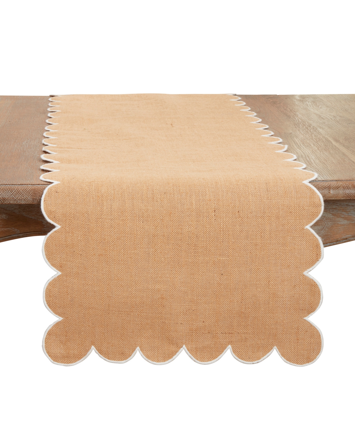 Saro Lifestyle Rustic Chic Scalloped Table Runner, 16"x72" In Natural