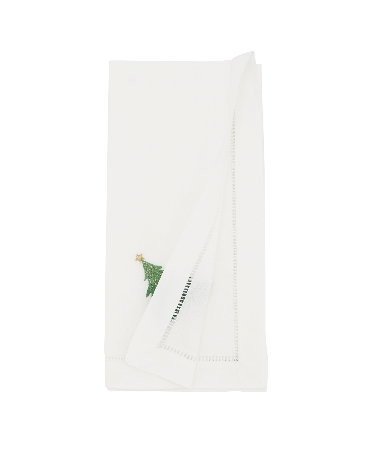 Saro Lifestyle Whimsical Christmas Tree Embroidered Napkin Set Of 6, 20"x20" In White