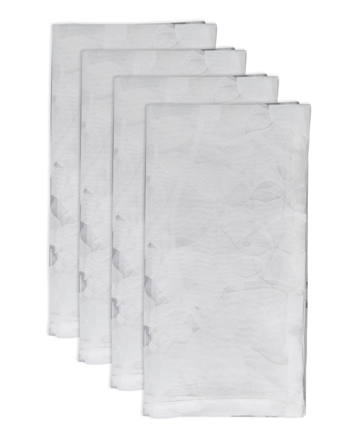 Saro Lifestyle Sheer Elegance Burnout Voile Vine Design Napkin Set Of 4, 20"x20" In White