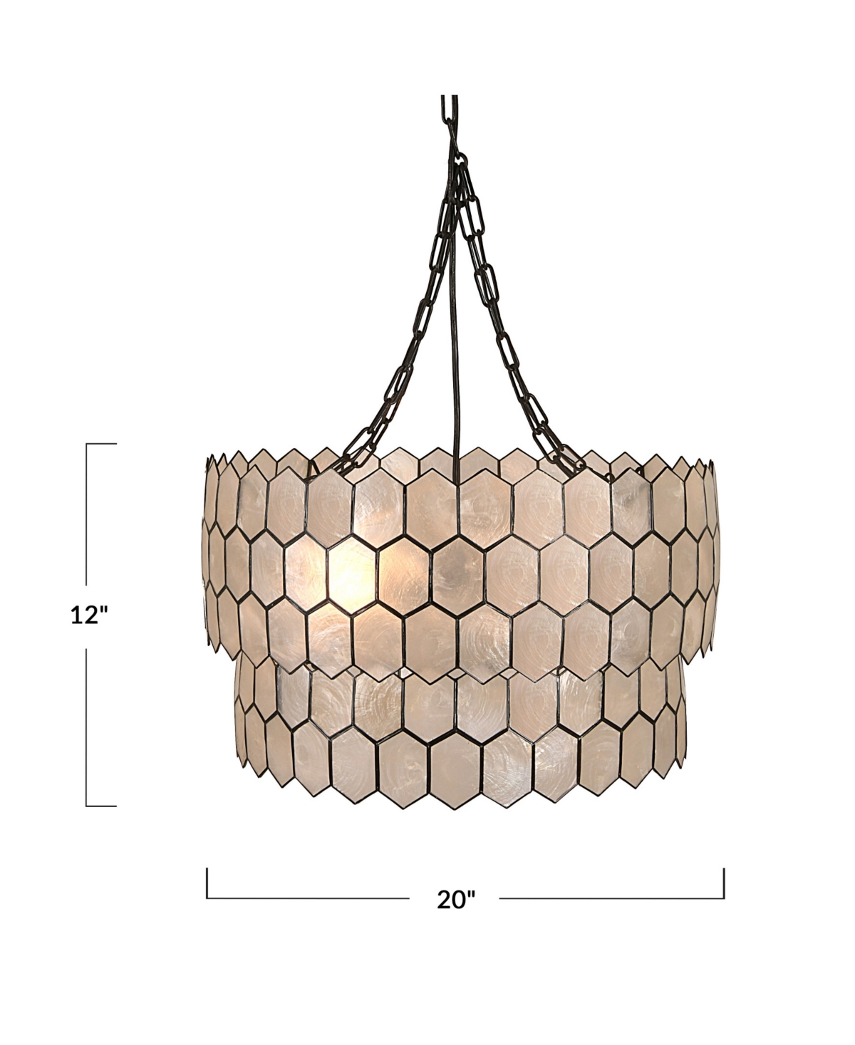 Storied Home 2-tier Capiz Honeycomb Chandelier White And Black In Black