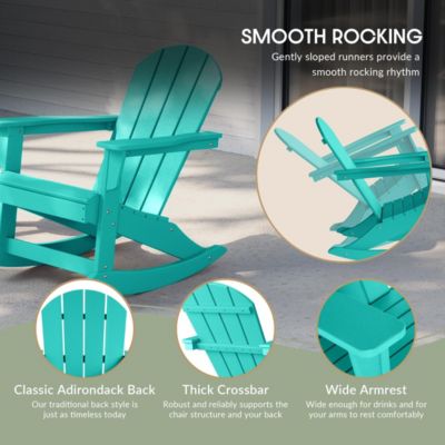 3 Piece set Outdoor Patio Poly Adirondack rocking chairs with side table
