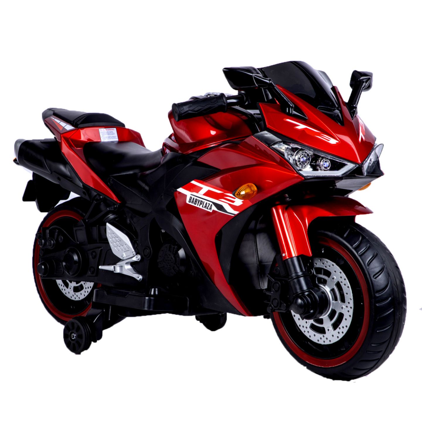 Детская игрушка Streamdale Furniture 12V Kids Ride-On Motorcycle with Training Wheels and Built-In Music, 3–7 лет, цвет: Красный — фото 5