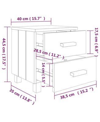 Bedside Cabinet HAMAR White 15.7"x13.8"x17.5" Solid Pinewood