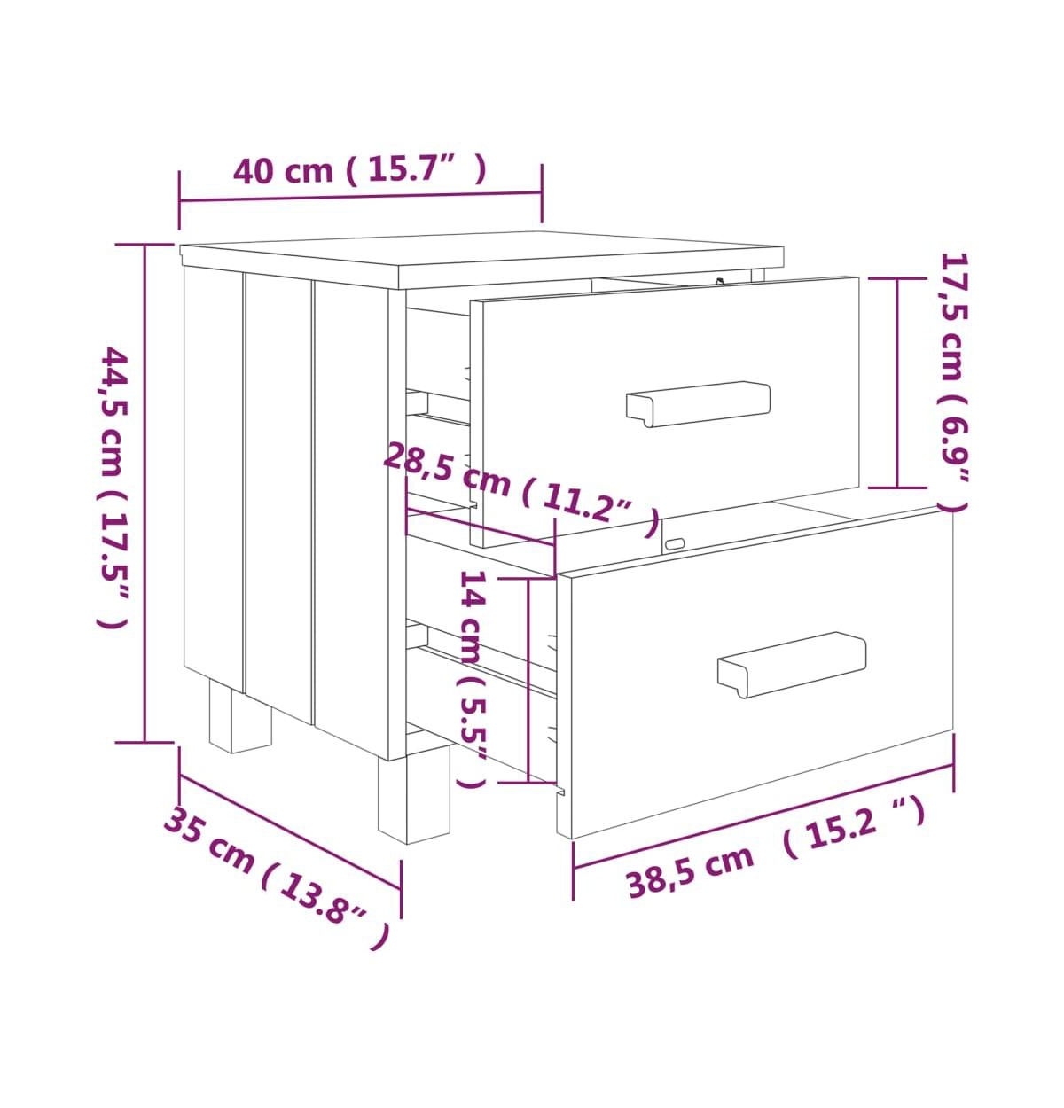 vidaXL Bedside Cabinet Hamar15.7