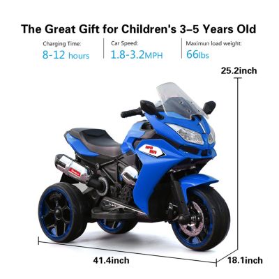 Streamdale Kids Electric Motorcycle with Three Lighting Wheels