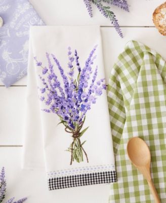 Cotton Kitchen Towel Set Lightweight Fast-Drying Dish Towels, 18x28", Lavender Bouquet, 3 Piece