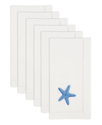Embroidered Starfish Serenade Napkin Set of 6, 20"x20"