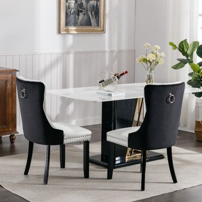 Contemporary PU & Velvet Dining Chair Set