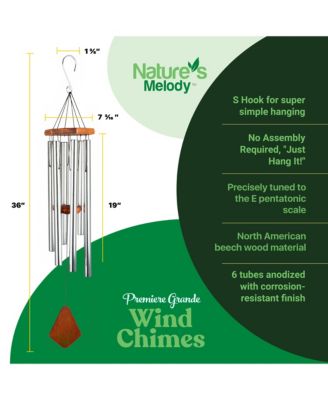 Premiere Grande Wind Chimes - 6-Tube E Pentatonic Scale Outdoor Wind chime