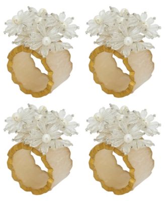 Beaded Petal Delight Resin Napkin Ring Set of 4,