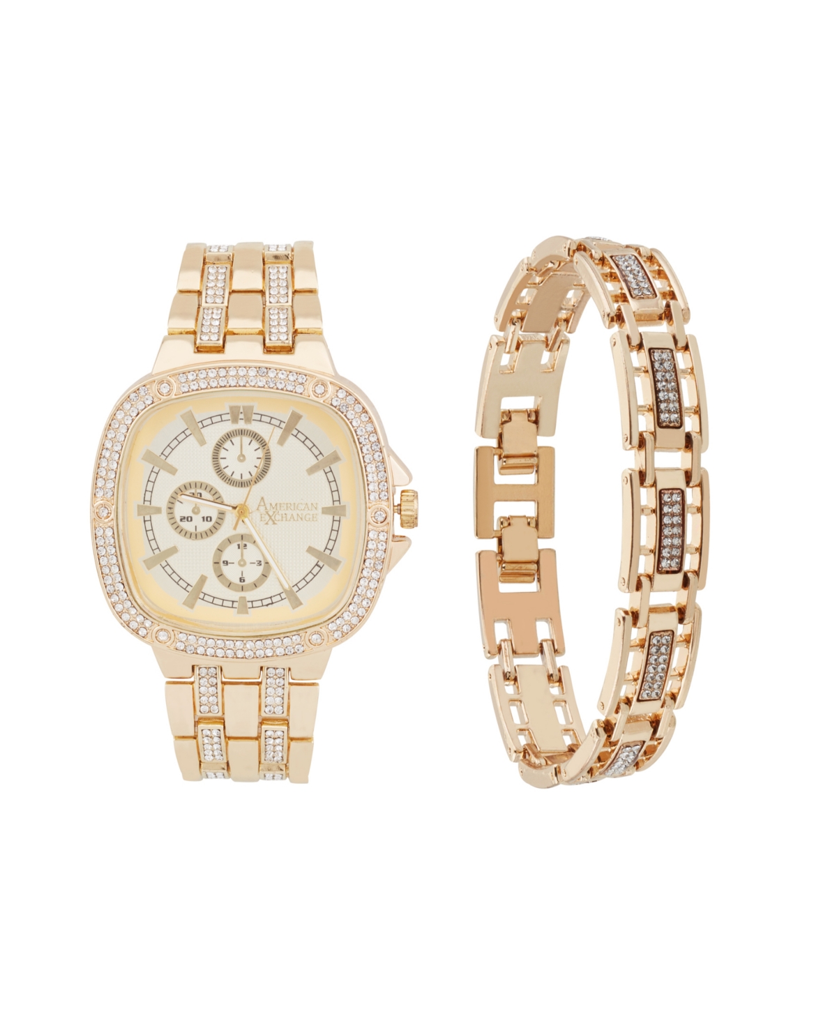Men's Crystal Bracelet Watch 46mm Gift Set - Gunmetal