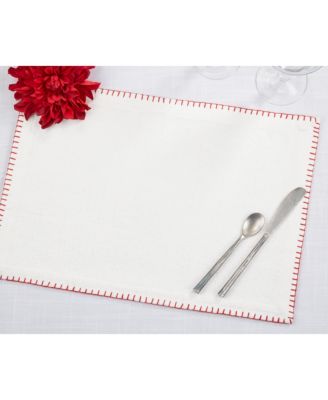 Celena Collection Whip Stitched Design Cotton Placemat Set of 8 13"x19"