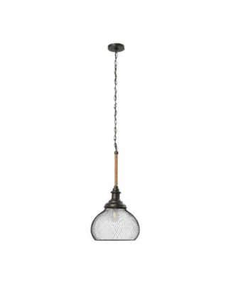 Martha - Woven Metal and Natural Rope Ceiling Light Black