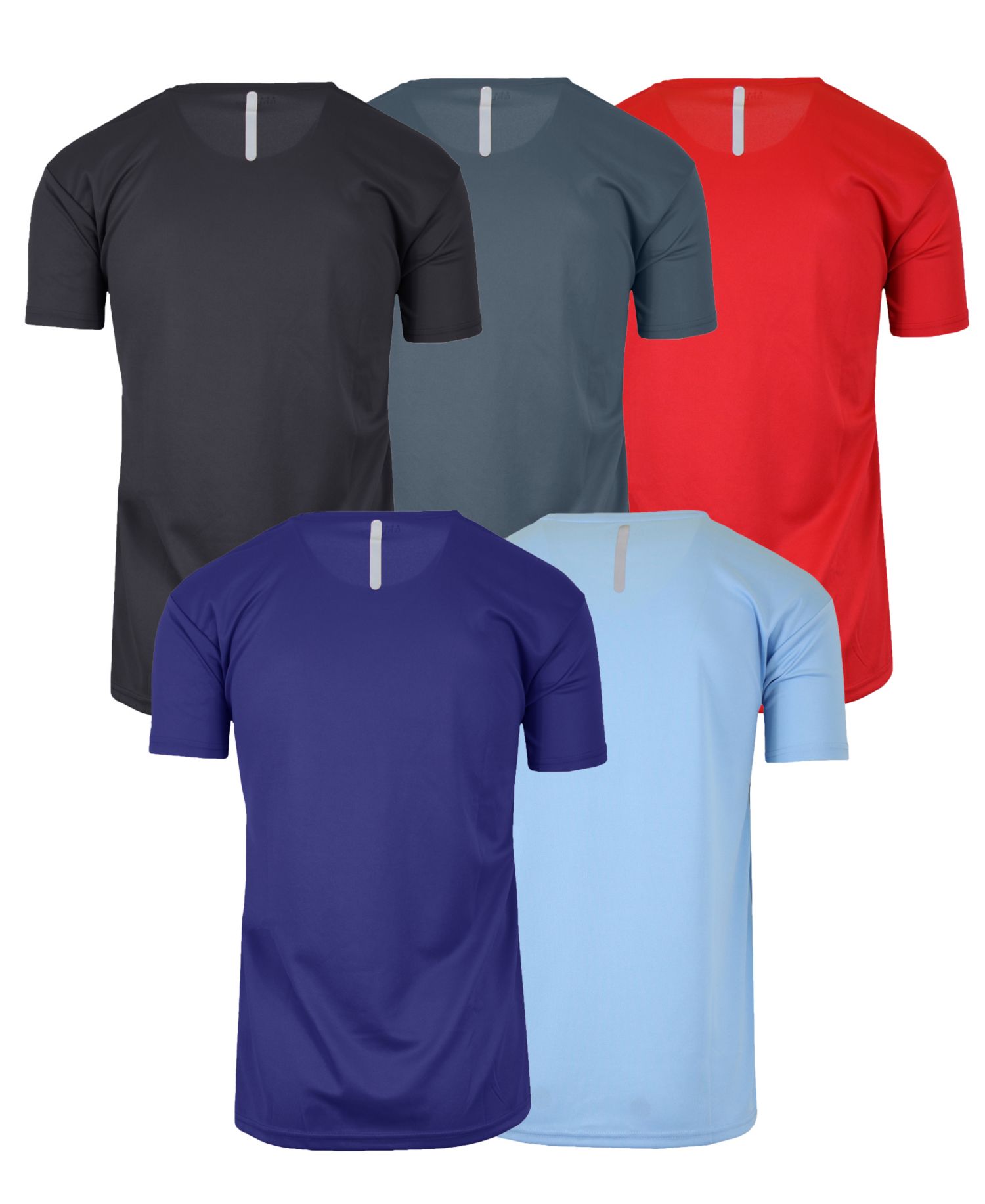 Men's Short Sleeve Moisture-Wicking Quick Dry Performance Crew Neck Tee -5 Pack