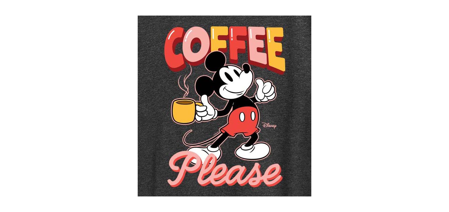 Trendy Plus Size Mickey Mouse Coffee Please Graphic T-Shirt