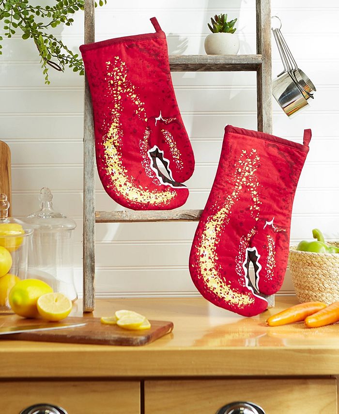 Design Imports Nautical Collection Cotton Kitchen, Oven Mitt Set, 7.5x13", Lobster Claws, 2