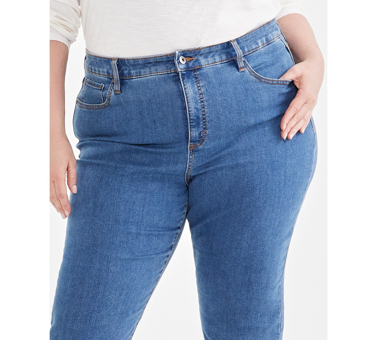 Style & Co Plus Size High-rise Straight-leg Jeans, Exclusively At Macy's In Blue