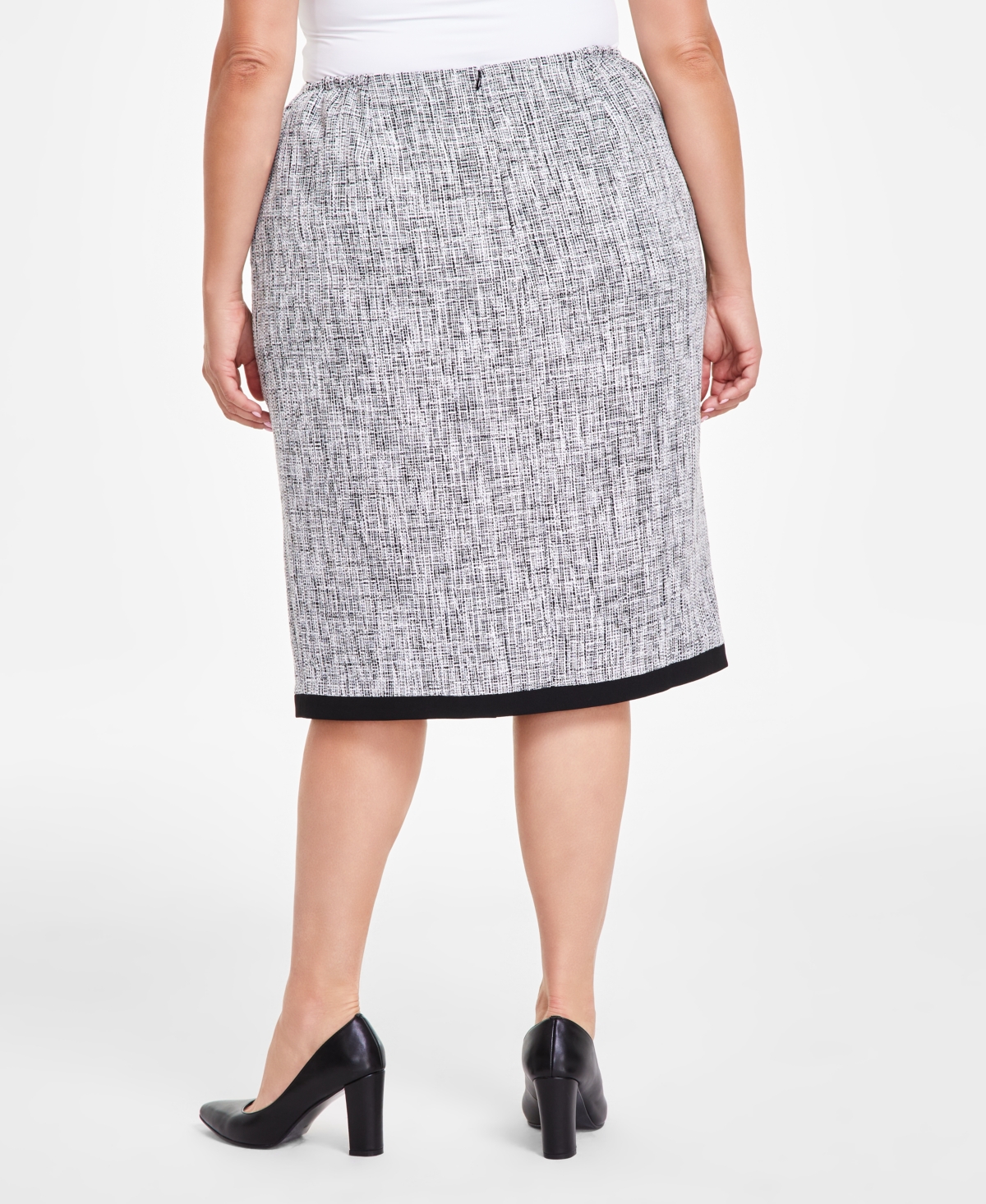 Kasper Plus Size Front-Slit Colorblocked Pencil Skirt