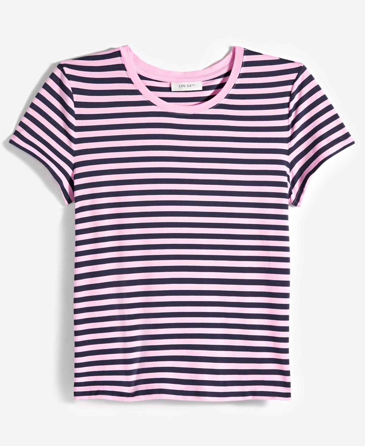On 34th Women's Striped Cap-Sleeve T-Shirt, Created for Macy's